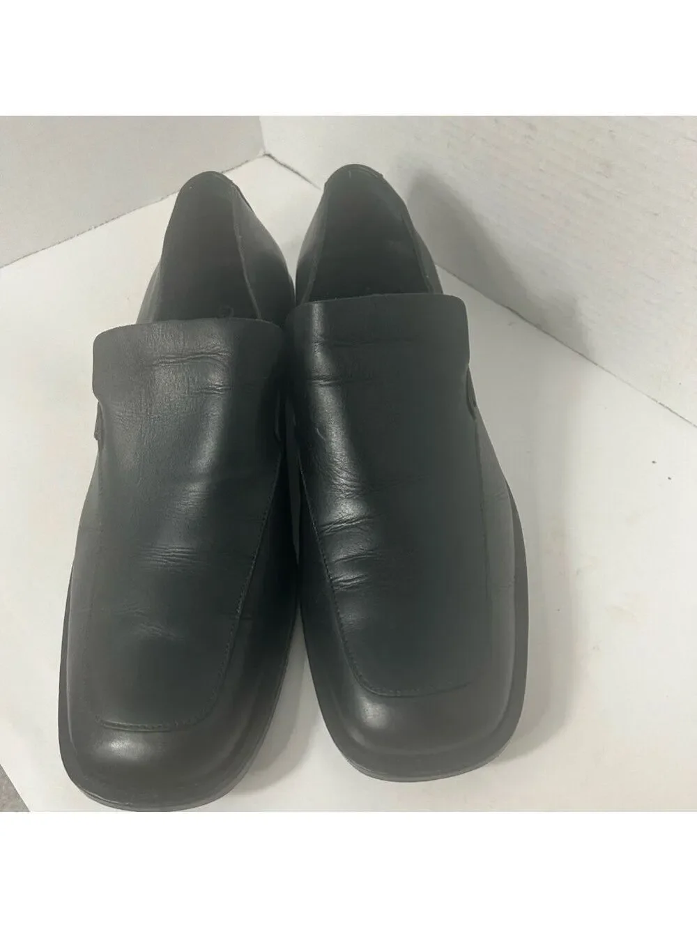 Authentic GUCCI Men’s Leather Loafers Black Luxury Silver Logo 10.5E/44.5